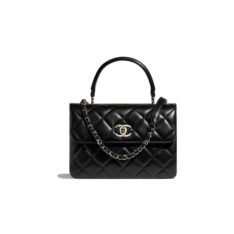 CHANEL TRENDY FLAP BAG WITH TOP HANDLE SILVER HARDWARE A92236 Y60767 94305 (25*17*12cm) CHANEL TRENDY FLAP BAG WITH TOP HANDLE SILVER HARDWARE A92236 Y60767 94305 (25*17*12cm)