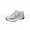 CHANEL  FABRIC LAMINATED CALFSKIN STRETCH CC SNEAKERS WHITE SILVER G39792