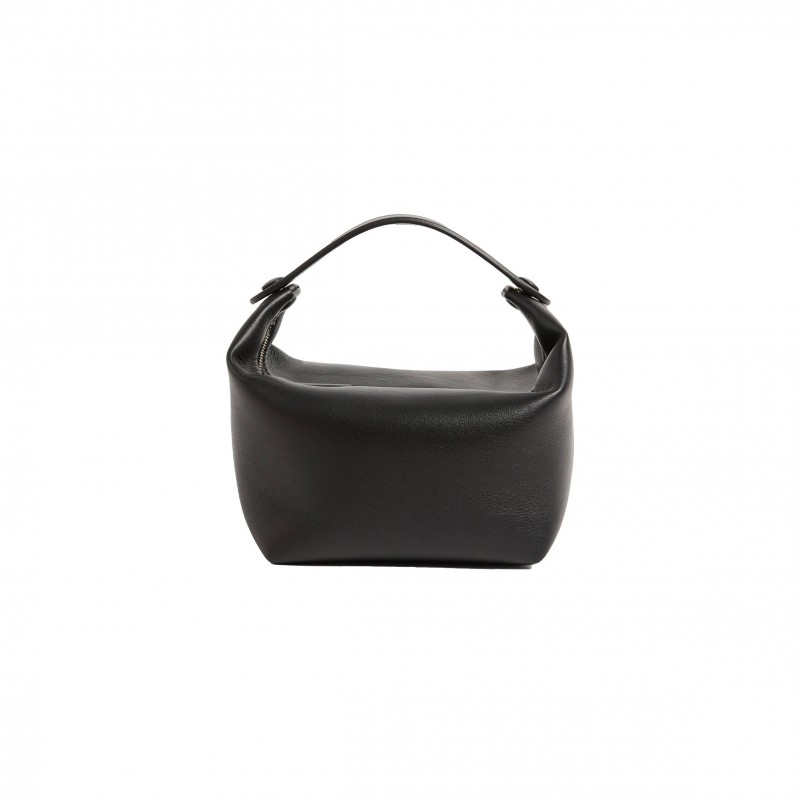 THE ROW LEATHER LES BAINS BAG IN BLACK (14*14*10cm)