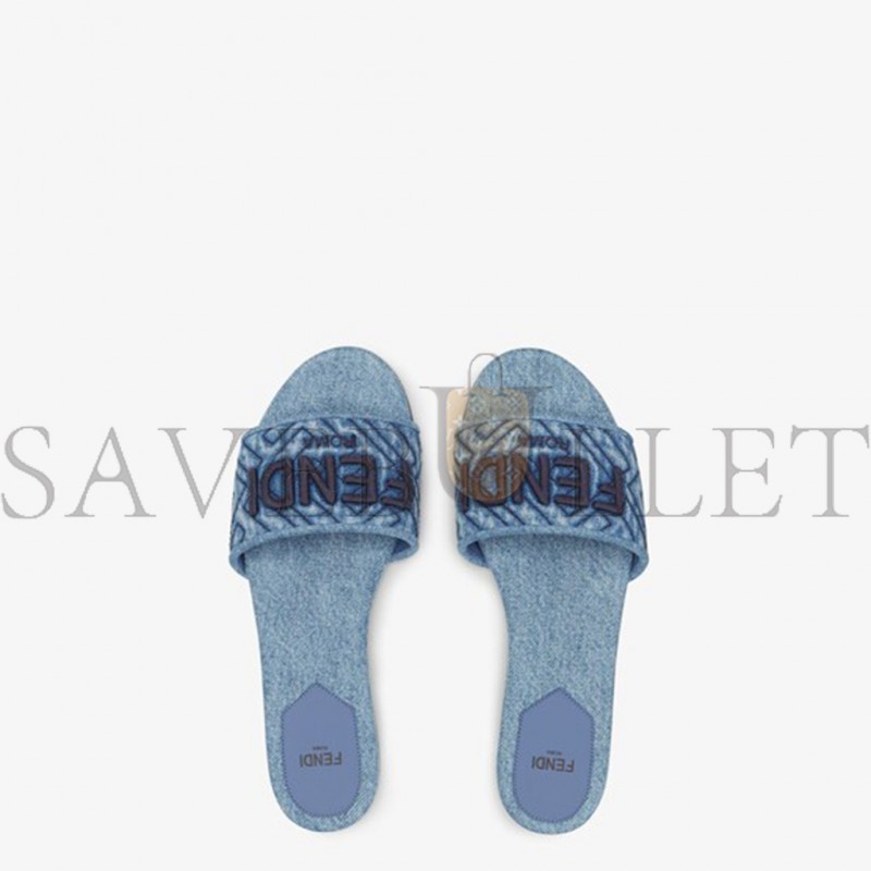 FENDI SIGNATURE BLUE DENIM SLIDES 8R8092AQY3F1OW0