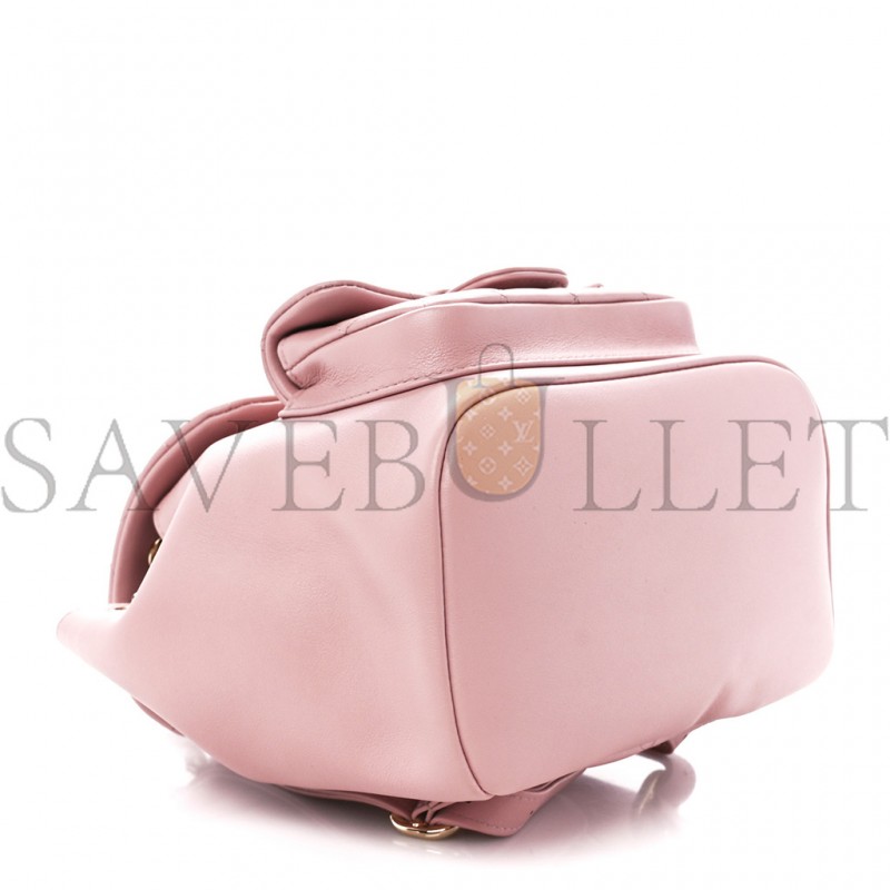 CHANEL MASTER LAMBSKIN QUILTED SMALL DUMA DRAWSTRING BACKPACK LIGHT PINK AS2908 (18.5*18*12cm)