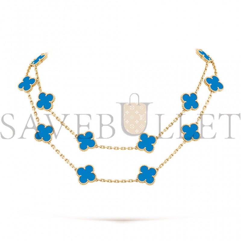 VAN CLEEF ARPELS VINTAGE ALHAMBRA LONG NECKLACE, 20 MOTIFS - YELLOW GOLD, AGATE VCARP7RN00 VAN CLEEF ARPELS VINTAGE ALHAMBRA LONG NECKLACE, 20 MOTIFS - YELLOW GOLD, AGATE VCARP7RN00