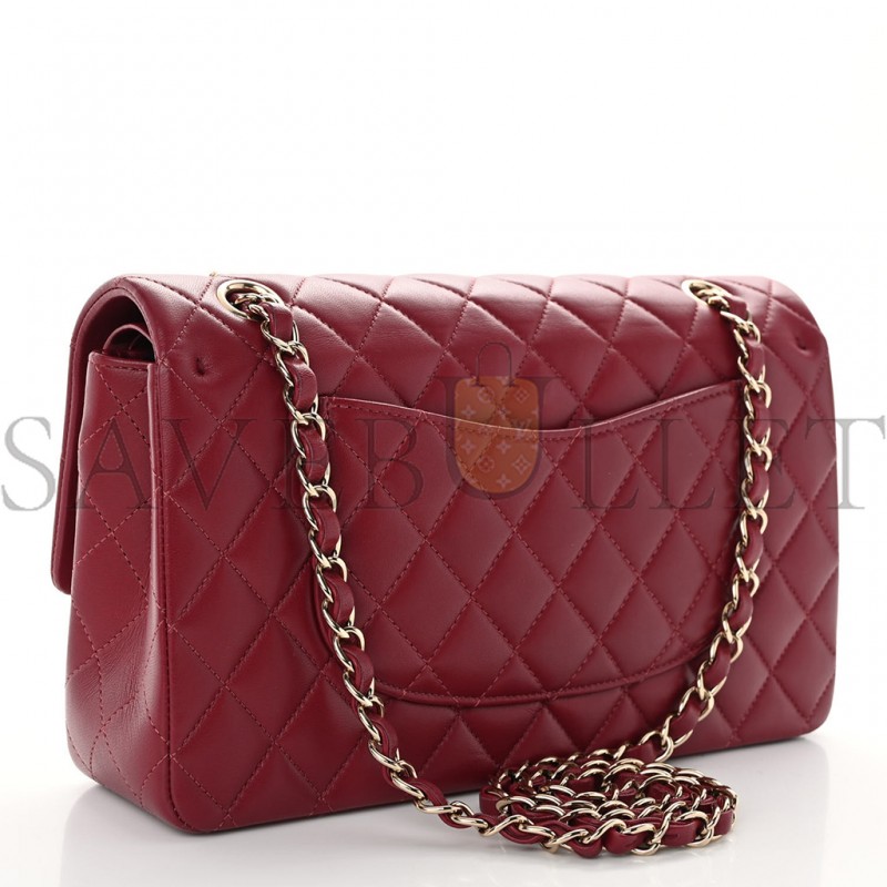 CHANEL CALFSKIN QUILTED MEDIUM DOUBLE FLAP DARK RED ROSE GOLD HARDWARE (25*15*6cm) CHANEL CALFSKIN QUILTED MEDIUM DOUBLE FLAP DARK RED ROSE GOLD HARDWARE (25*15*6cm)