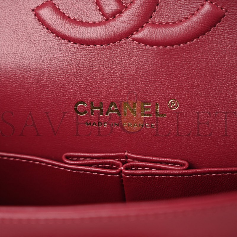 CHANEL CALFSKIN QUILTED MEDIUM DOUBLE FLAP DARK RED ROSE GOLD HARDWARE (25*15*6cm) CHANEL CALFSKIN QUILTED MEDIUM DOUBLE FLAP DARK RED ROSE GOLD HARDWARE (25*15*6cm)