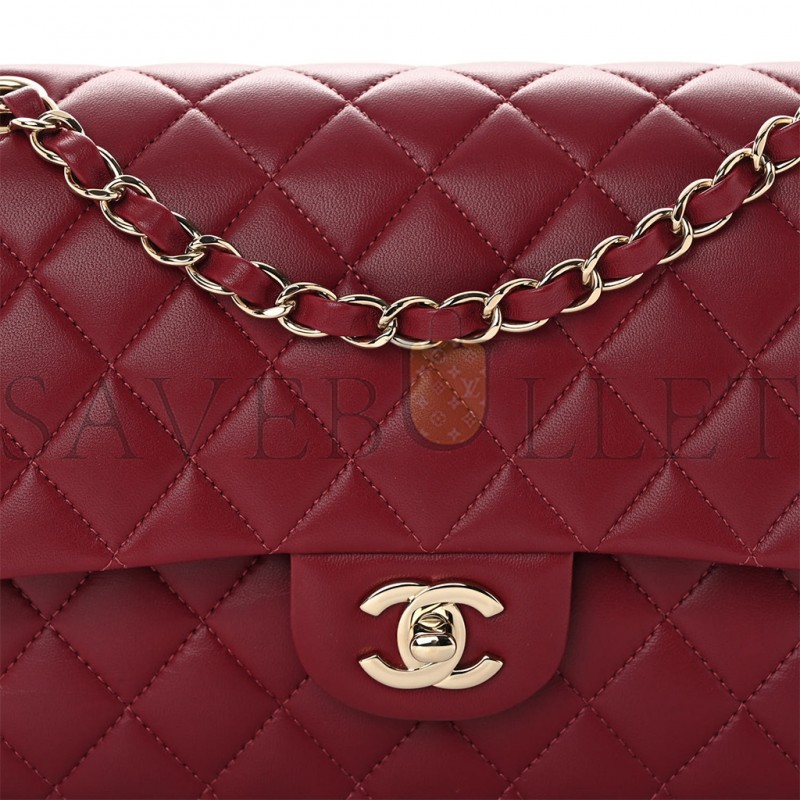 CHANEL CALFSKIN QUILTED MEDIUM DOUBLE FLAP DARK RED ROSE GOLD HARDWARE (25*15*6cm) CHANEL CALFSKIN QUILTED MEDIUM DOUBLE FLAP DARK RED ROSE GOLD HARDWARE (25*15*6cm)