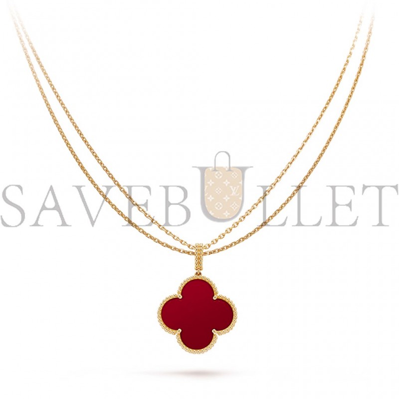 VAN CLEEF & ARPELS MAGIC ALHAMBRA LONG NECKLACE, 1 MOTIF - YELLOW GOLD, CARNELIAN  VCARO49N00