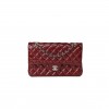 CHANEL PATENT CALFSKIN QUILTED MEDIUM DOUBLE FLAP DARK RED A01112 (25*15*6cm)