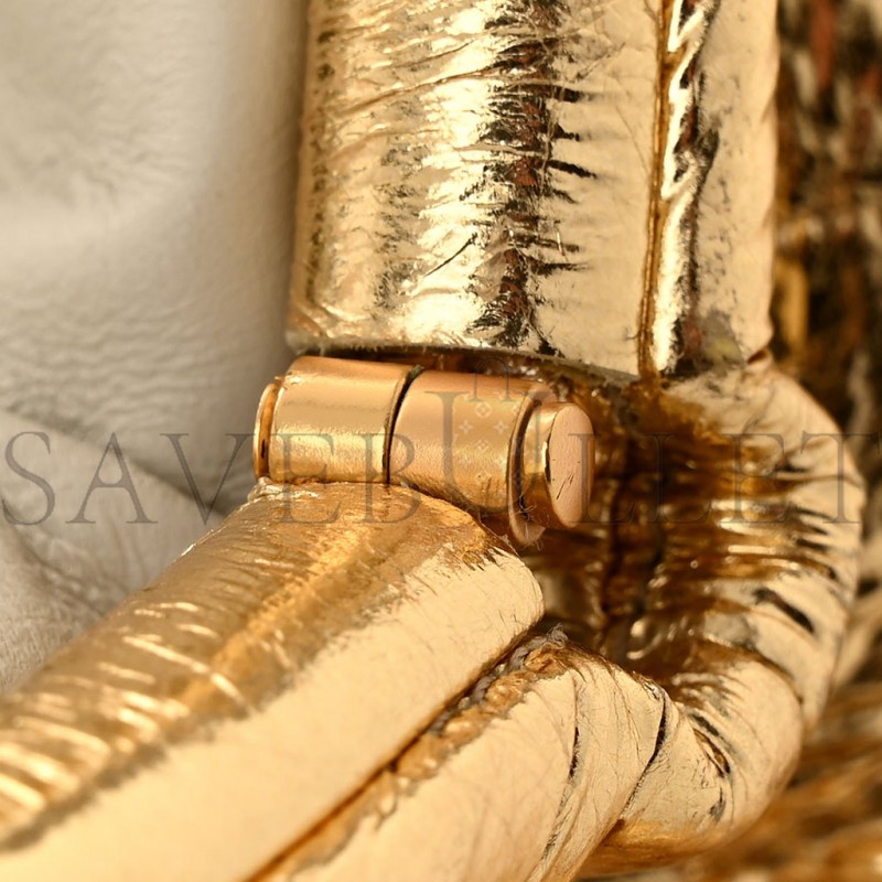 BOTTEGA VENETA METALLIC CRINKLED LAMBSKIN THE MINI POUCH ORO (22*12*6cm) BOTTEGA VENETA METALLIC CRINKLED LAMBSKIN THE MINI POUCH ORO (22*12*6cm)