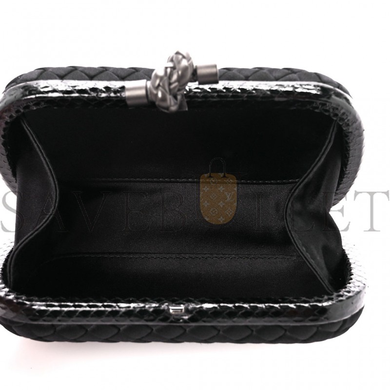 BOTTEGA VENETA SATIN INTRECCIO IMPERO AYERS KNOT CLUTCH BLACK (17*10*4cm)