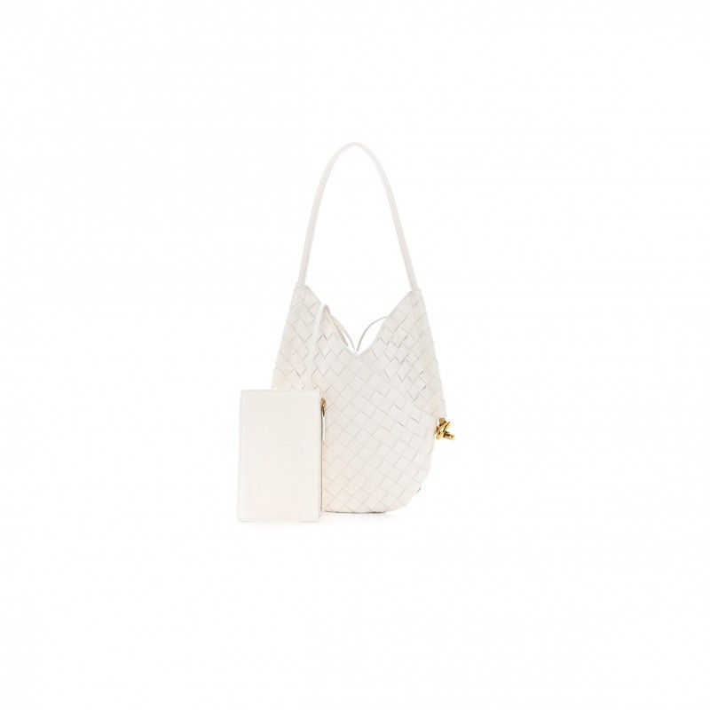 BOTTEGA VENETA NAPPA INTRECCIATO SMALL SOLSTICE HOBO WHITE (28*25*3cm) BOTTEGA VENETA NAPPA INTRECCIATO SMALL SOLSTICE HOBO WHITE (28*25*3cm)