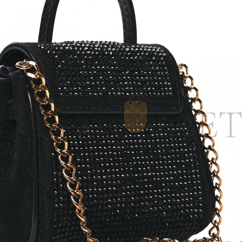 VERSACE SUEDE CRYTSTAL STUDDED MICRO LA MEDUSA BAG BLACK (29*9*5cm) VERSACE SUEDE CRYTSTAL STUDDED MICRO LA MEDUSA BAG BLACK (29*9*5cm)