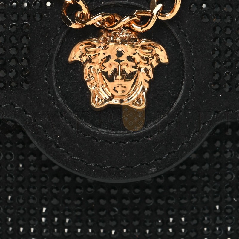 VERSACE SUEDE CRYTSTAL STUDDED MICRO LA MEDUSA BAG BLACK (29*9*5cm) VERSACE SUEDE CRYTSTAL STUDDED MICRO LA MEDUSA BAG BLACK (29*9*5cm)