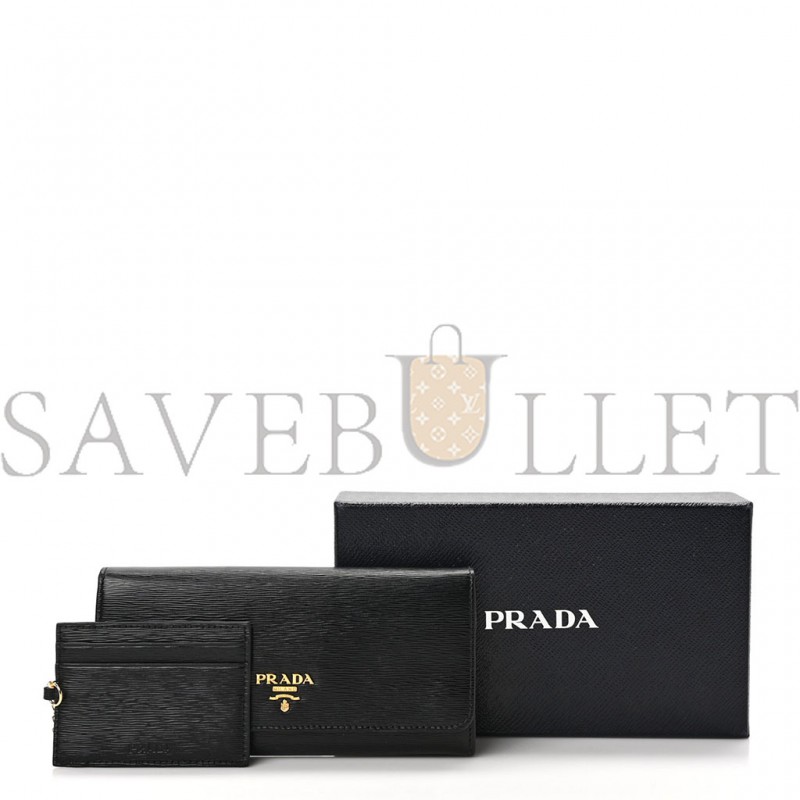 PRADA VITELLO MOVE CONTINENTAL FLAP WALLET BLACK (21*11*2cm) PRADA VITELLO MOVE CONTINENTAL FLAP WALLET BLACK (21*11*2cm)