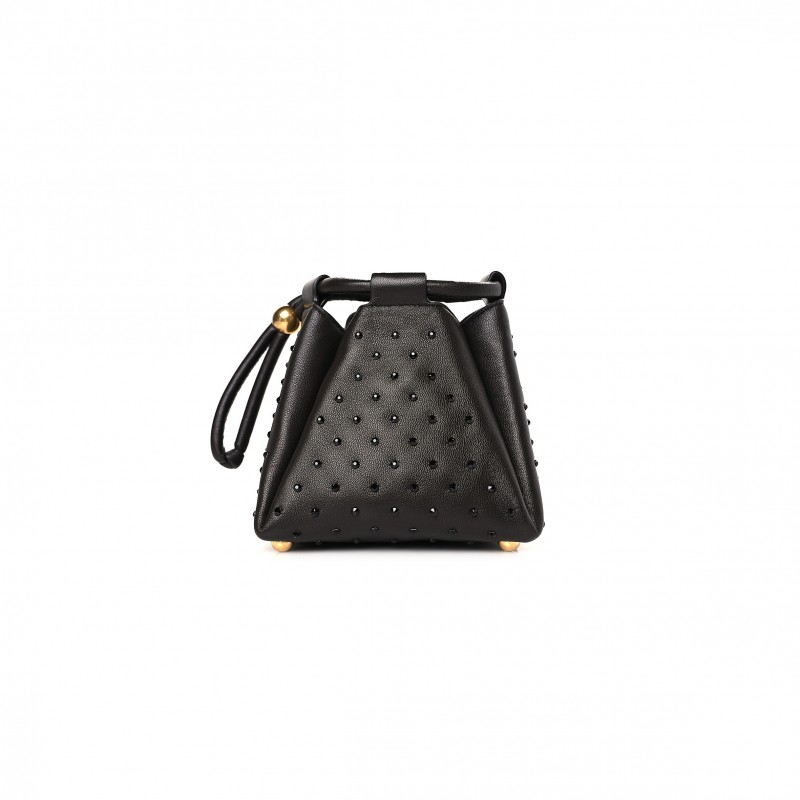 BOTTEGA VENETA NAPPA STRASS PYRAMID BAG FONDANT  (15*15*13cm)