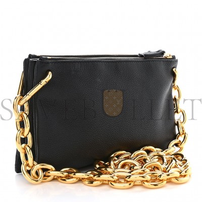 BOTTEGA VENETA GRAINED CALFSKIN SAINT GERMAIN CHAIN CROSSBODY POUCH BLACK (23*13*3cm)