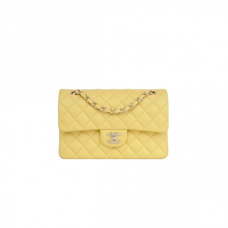 CHANEL SMALL CLASSIC DOUBLE FLAP YELLOW CAVIAR LIGHT GOLD HARDWARE (23*13*6cm) CHANEL SMALL CLASSIC DOUBLE FLAP YELLOW CAVIAR LIGHT GOLD HARDWARE (23*13*6cm)