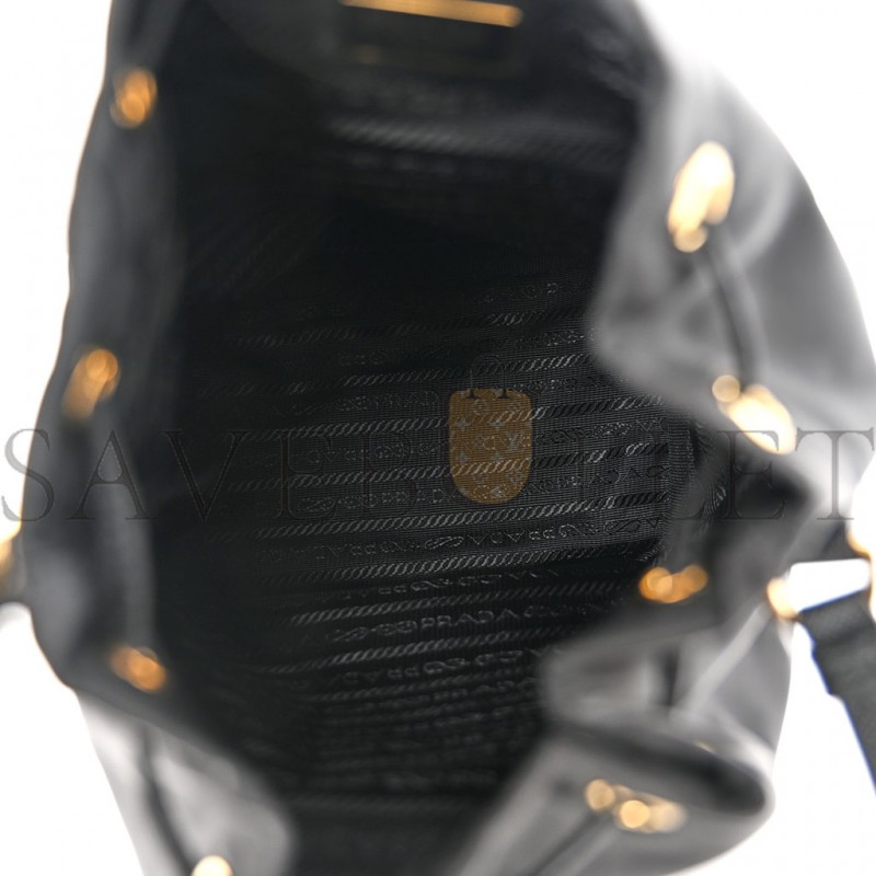 PRADA RE-NYLON DUET DRAWSTRING SHOULDER BAG BLACK (23*18*11cm) PRADA RE-NYLON DUET DRAWSTRING SHOULDER BAG BLACK (23*18*11cm)