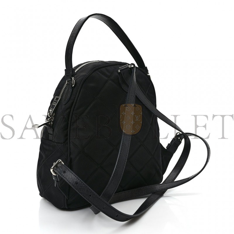 PRADA NYLON TESSUTO IMPUNTU QUILTED BACKPACK BLACK (23*23*11cm) PRADA NYLON TESSUTO IMPUNTU QUILTED BACKPACK BLACK (23*23*11cm)
