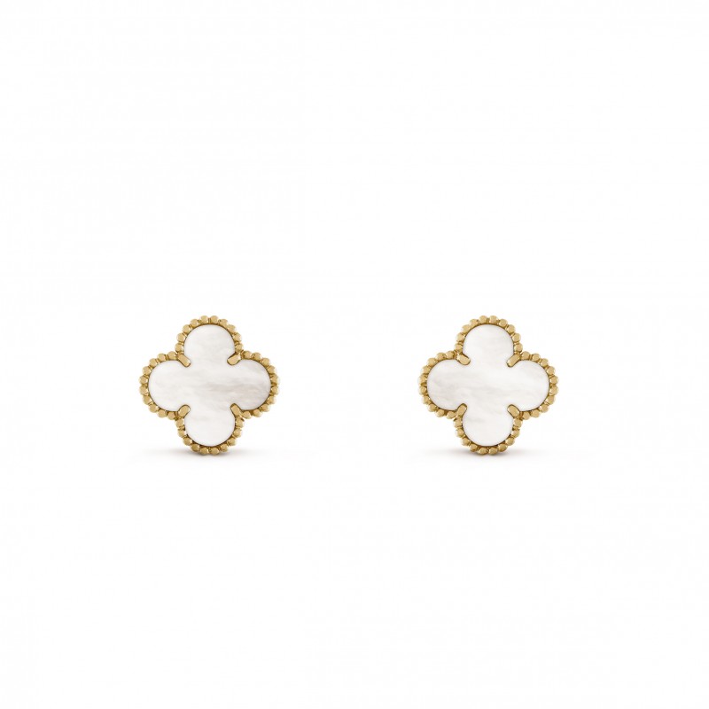 VAN CLEEF ARPELS VINTAGE ALHAMBRA EARRINGS - YELLOW GOLD, MOTHER-OF-PEARL   VCARA44100