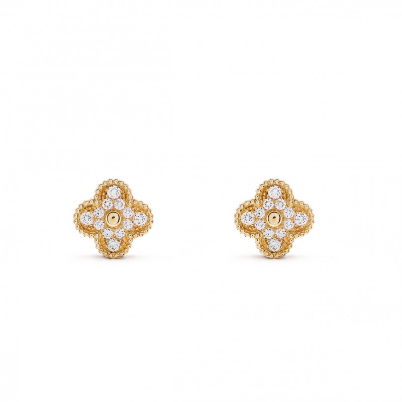 VAN CLEEF ARPELS VINTAGE ALHAMBRA EARRINGS - YELLOW GOLD, DIAMOND VCARA44700 VAN CLEEF ARPELS VINTAGE ALHAMBRA EARRINGS - YELLOW GOLD, DIAMOND VCARA44700