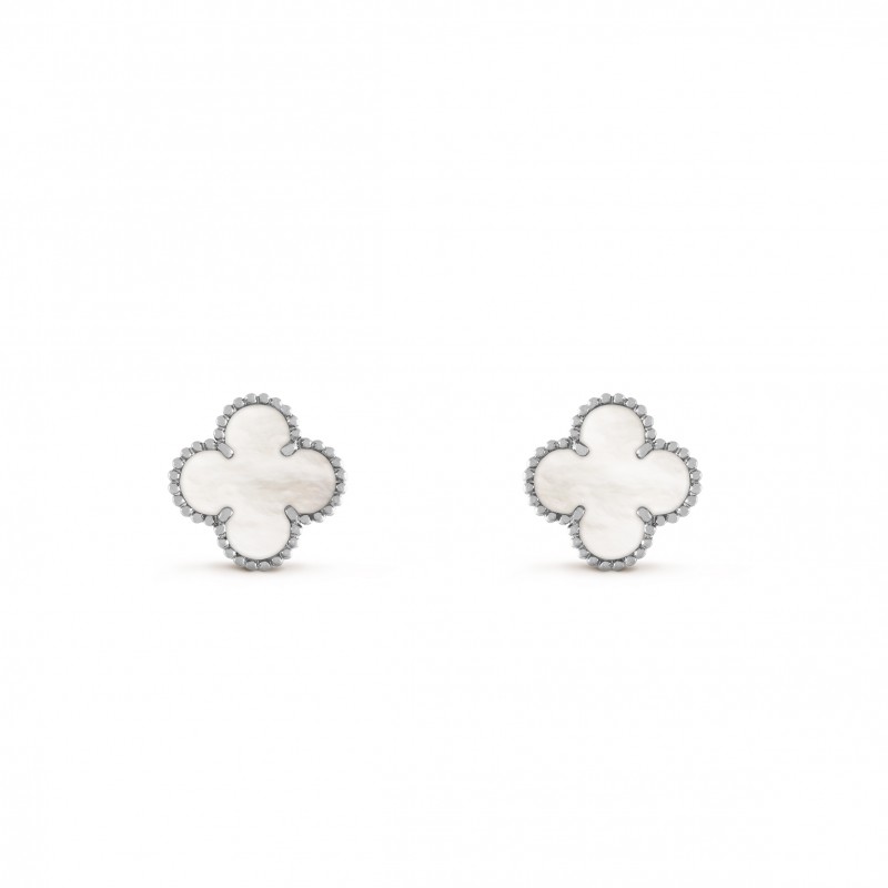 VAN CLEEF ARPELS VINTAGE ALHAMBRA EARRINGS - WHITE GOLD, MOTHER-OF-PEARL  VCARF48600