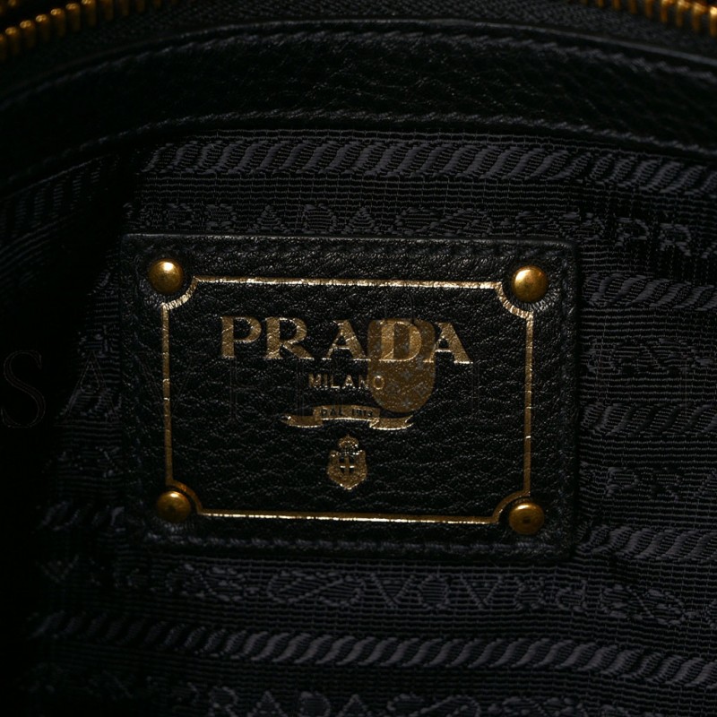 PRADA VITELLO DAINO EMBOSSED LOGO TOTE BLACK (30*26*14cm)