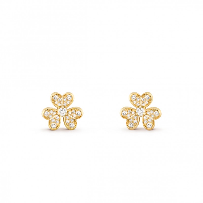 VAN CLEEF ARPELS FRIVOLE EARRINGS, MINI MODEL - YELLOW GOLD, DIAMOND  VCARP24200