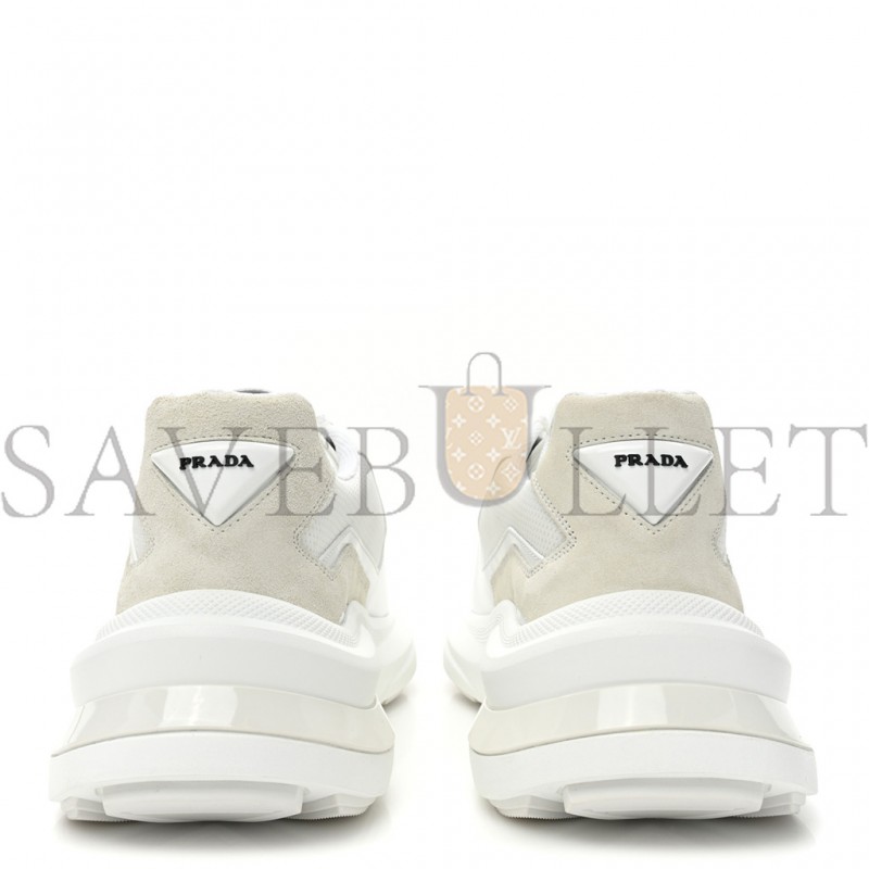 PRADA SPAZZOLATO ROIS BIKE FABRIC MENS SNEAKERS 10 WHITE PRADA SPAZZOLATO ROIS BIKE FABRIC MENS SNEAKERS 10 WHITE
