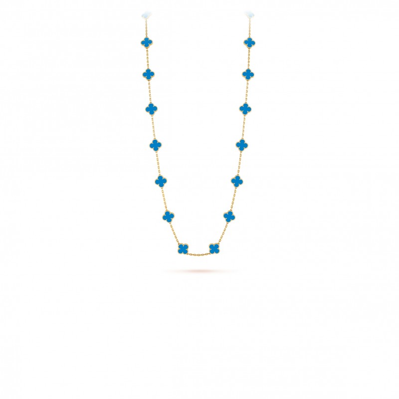 VAN CLEEF ARPELS VINTAGE ALHAMBRA LONG NECKLACE, 20 MOTIFS - YELLOW GOLD, AGATE VCARP7RN00 VAN CLEEF ARPELS VINTAGE ALHAMBRA LONG NECKLACE, 20 MOTIFS - YELLOW GOLD, AGATE VCARP7RN00