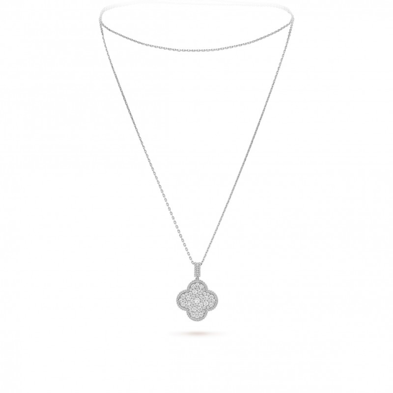 VAN CLEEF & ARPELS MAGIC ALHAMBRA LONG NECKLACE, 1 MOTIF - WHITE GOLD, DIAMOND  VCARO49O00