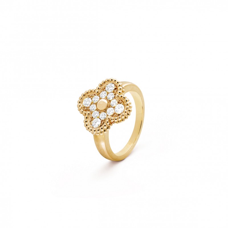 VAN CLEEF ARPELS VINTAGE ALHAMBRA RING - YELLOW GOLD, DIAMOND VCARO26M00 VAN CLEEF ARPELS VINTAGE ALHAMBRA RING - YELLOW GOLD, DIAMOND VCARO26M00