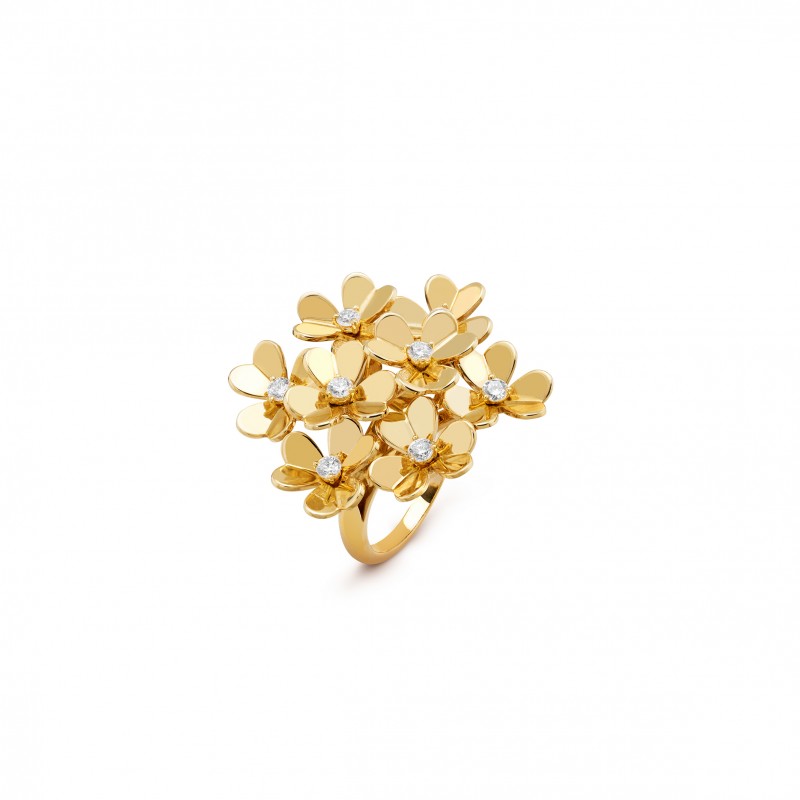 VAN CLEEF ARPELS FRIVOLE RING, 8 FLOWERS - YELLOW GOLD, DIAMOND  VCARB67700