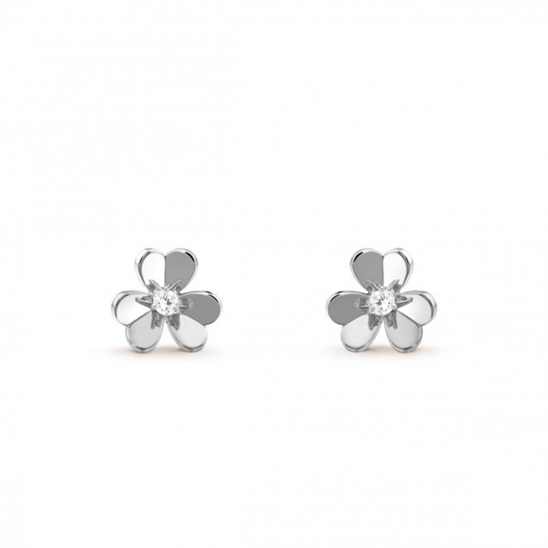 VAN CLEEF ARPELS FRIVOLE EARRINGS, MINI MODEL - WHITE GOLD, DIAMOND  VCARP0J600