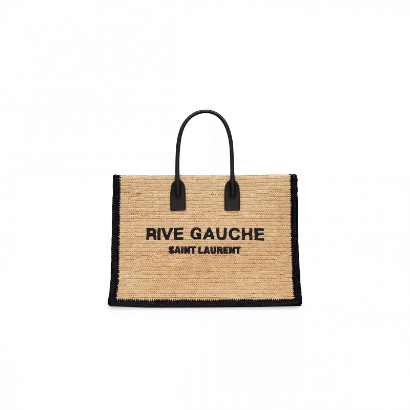 YSL RIVE GAUCHE TOTE BAG IN RAFFIA AND LEATHER 0400018758643 (48*36*16cm)