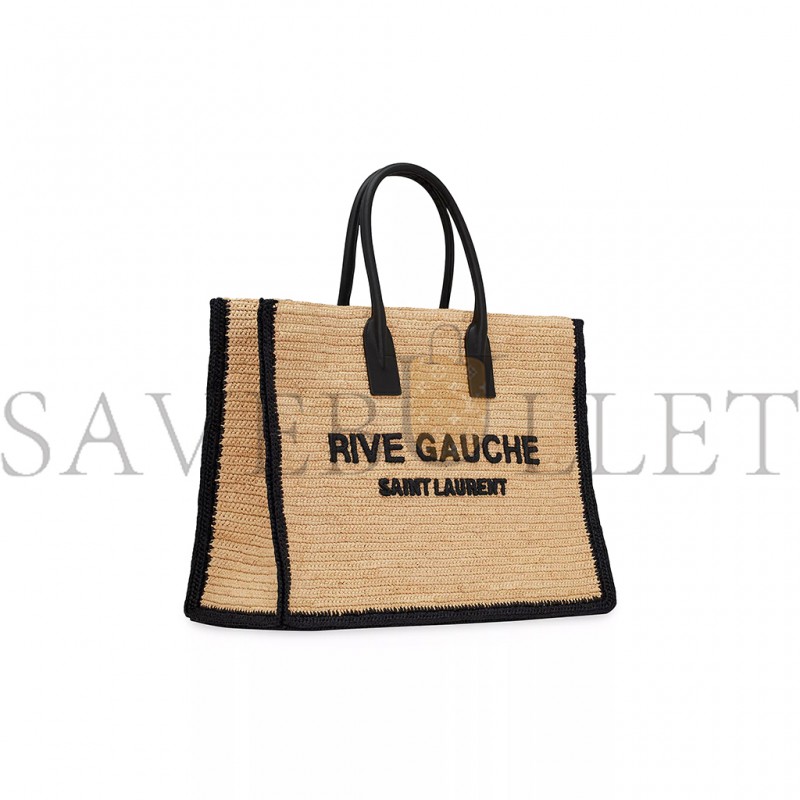 YSL RIVE GAUCHE TOTE BAG IN RAFFIA AND LEATHER 0400018758643 (48*36*16cm)