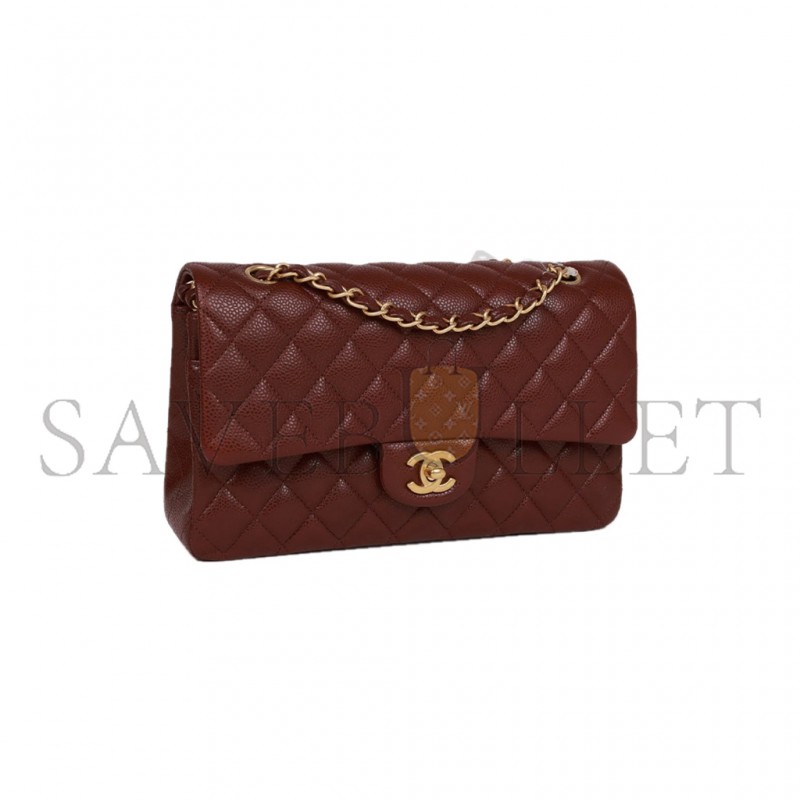 CHANEL MEDIUM CLASSIC DOUBLE FLAP GOLD HARDWARE A58600 (25.5*14*6.5cm)