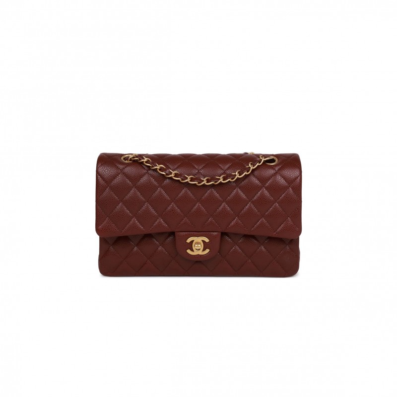 CHANEL MEDIUM CLASSIC DOUBLE FLAP GOLD HARDWARE A58600 (25.5*14*6.5cm)