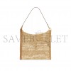 YSL OXALIS RAFFIA CROCHET AND VEGETABLE-TANNED LEATHER HANDBAG 773984GAAEB9718 (46*38*3cm)