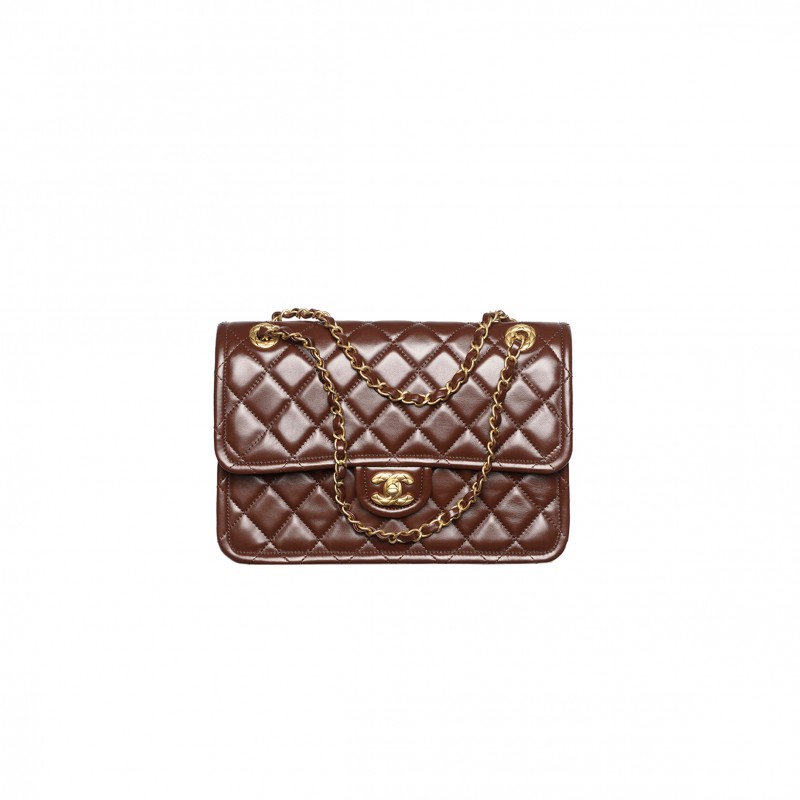 CHANEL SHINY CRUMPLED CALFSKIN & GOLD-TONE METAL LARGE FLAP BAG AS5145 (28*20*7cm)