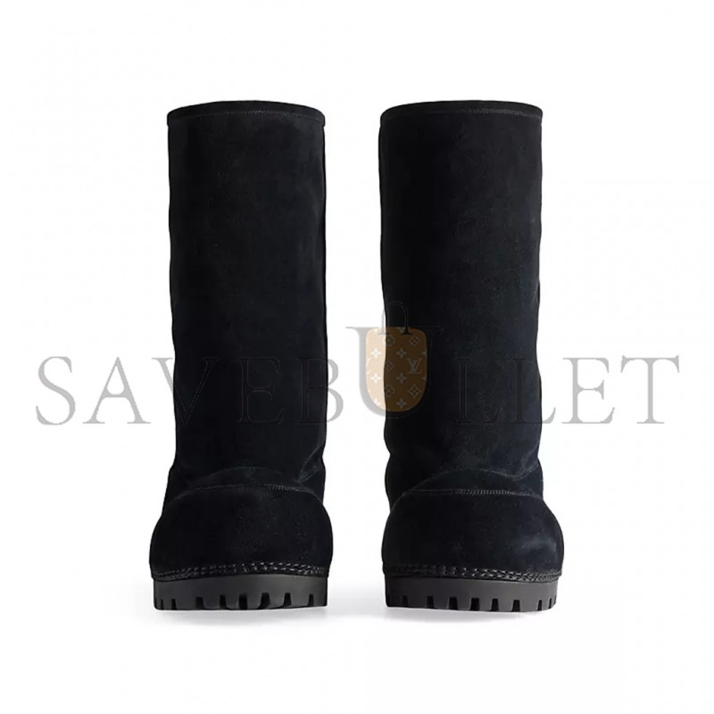 BALENCIAGA ALASKAN FUR BLACK CALFSKIN SYNTHETIC HIGH BOOTS 802177WBFC15000