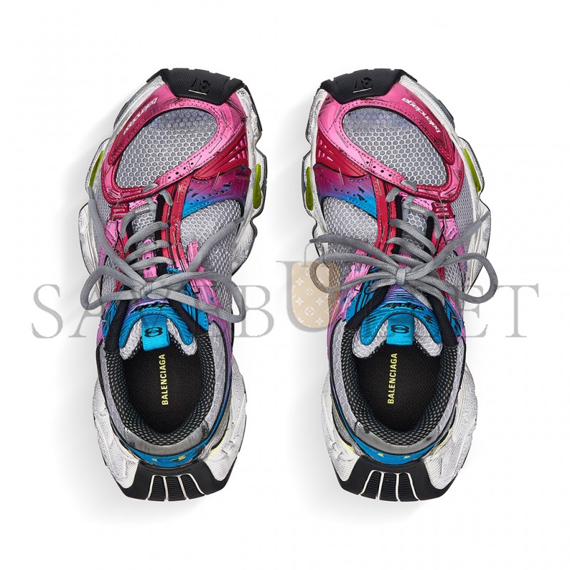 BALENCIAGA WOMEN'S STAPLER SNEAKER IN GREY BLUE PINK NEON YELLOW WHITE 803682W3ST41457 BALENCIAGA WOMEN'S STAPLER SNEAKER IN GREY BLUE PINK NEON YELLOW WHITE 803682W3ST41457
