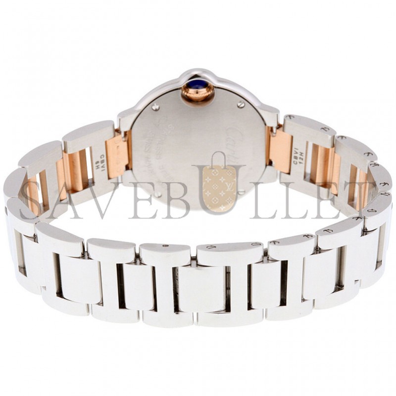 CARTIER BALLON BLEU MOTHER OF PEARL STAINLESS STEEL AND 18KT ROSE GOLD LADIES WATCH W2BB0009