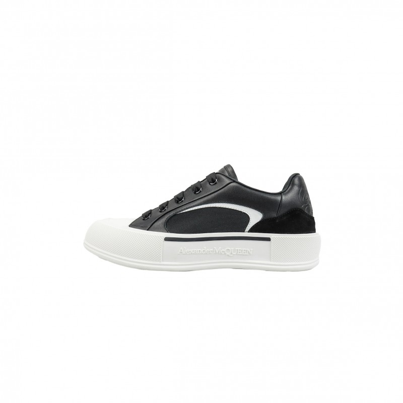 ALEXANDER MCQUEEN LEATHER AND CANVAS LOW TOP TRAINERS 758982WIA257035