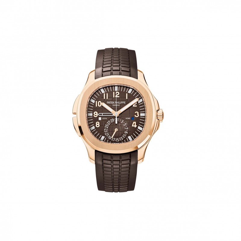 PATEK PHILIPPE AQUANAUT ROSE GOLD TRAVEL TIME BROWN DIAL COMPOSITE MEN’S WATCH 5164R-001