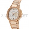 PATEK PHILIPPE NAUTILUS 'LADIES' AUTOMATIC ROSE GOLD SILVERY OPALINE DIAL WATCH 7118/1R-001