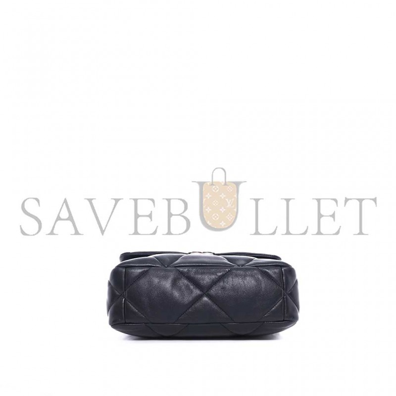 CHANEL 19 FLAP BAG BLACK LAMBSKIN MIXED HARDWARE AS1160 (26*16*9cm)