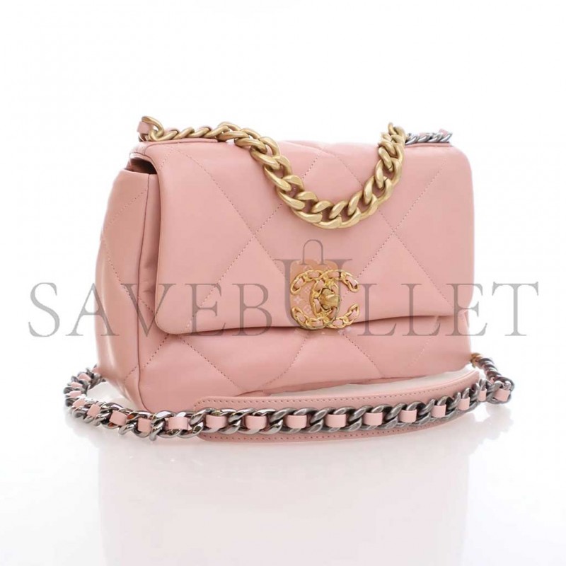 CHANEL 19 FLAP SMALL PINK GOATSKIN AS1160 (26*16*9cm)