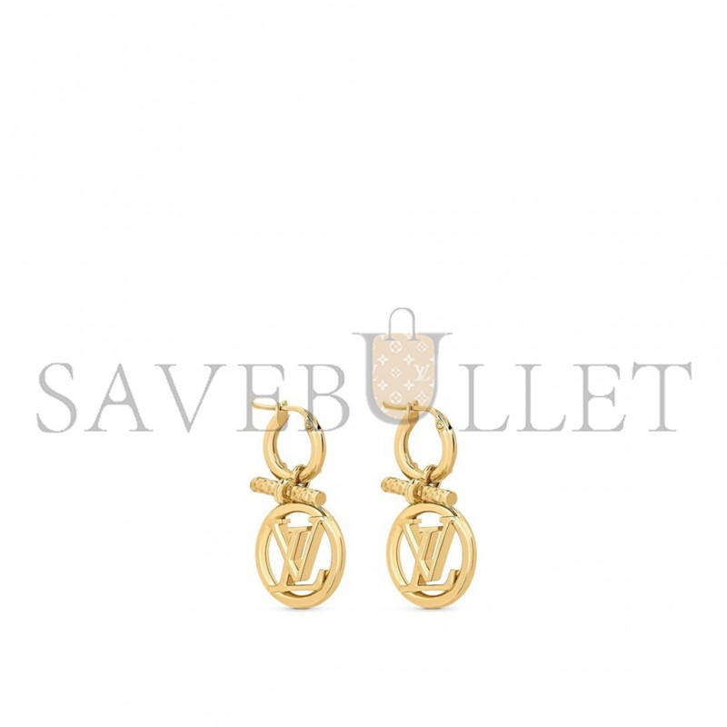 LOUIS VUITTON EARRINGS BOOKLE DEREILLE BABY LOUISE LV HOOP GOLD GP M00613