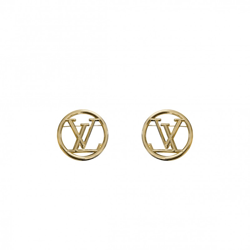 LOUIS VUITTON METAL SMALL LOUISE HOOP EARRINGS GOLD M01332