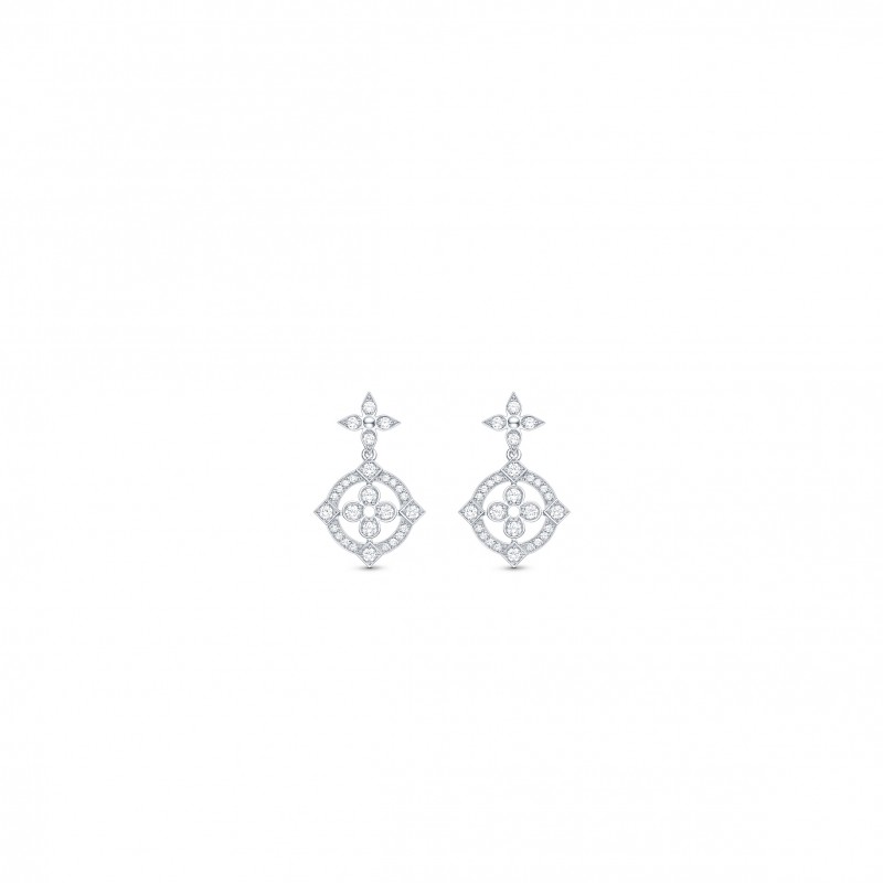 LOUIS VUITTON DENTELLE WHITE GOLD DIAMOND EARRINGS Q96760